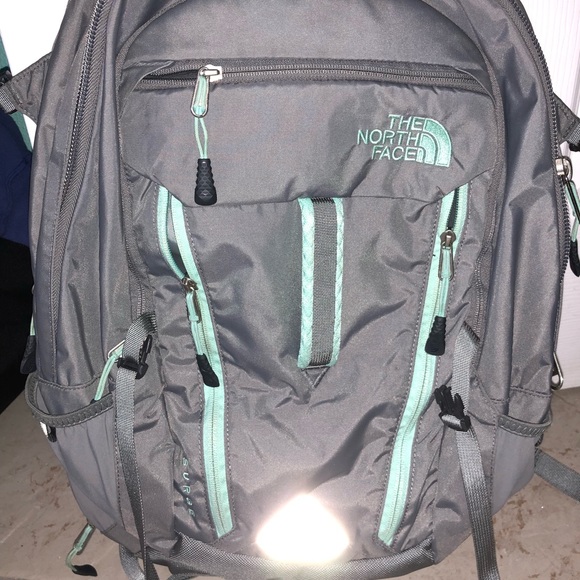 blue and grey north face backpack